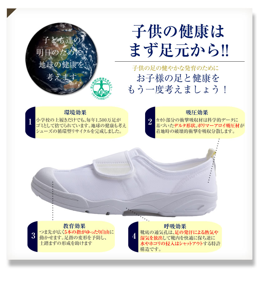 ☆日本の職人技☆ 健康上履きJES-2102 マジックテープタイプ 靴底に通気穴のある特許構造 １４センチ〜２９センチ 青 赤 黄 白 緑 