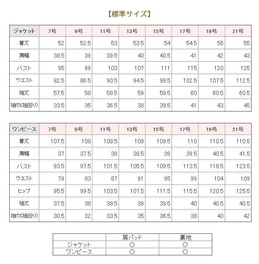 サイズ表