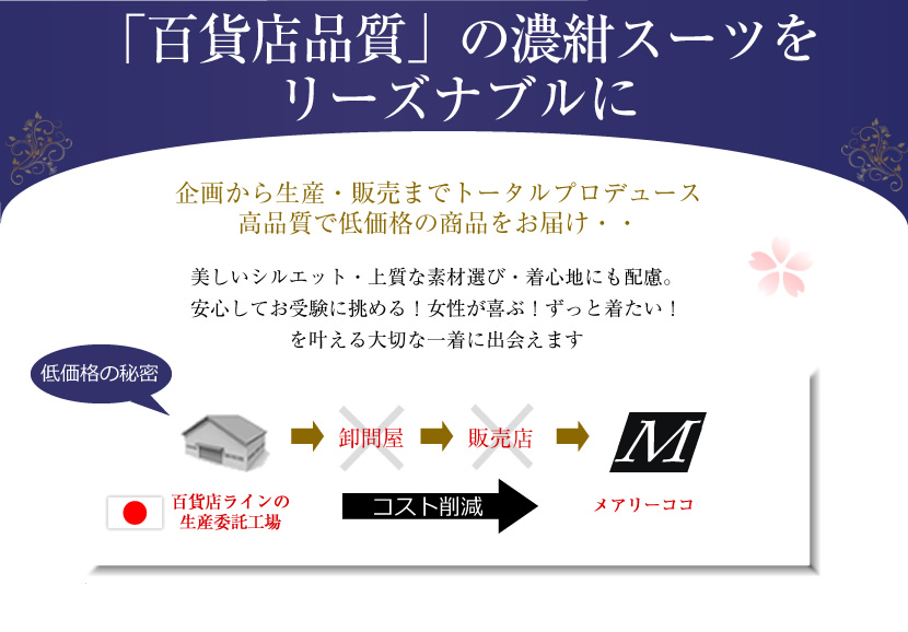 3つボタンジャケット濃紺アンサンブル